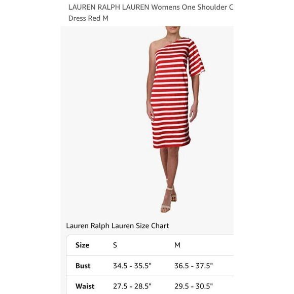 Lauren Ralph Lauren NWT nautical striped one shoulder dress size Medium  4th of - Picture 6 of 6